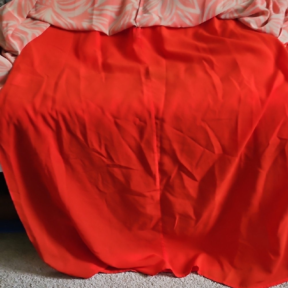 Elegant Orange Leaf Print Long Sleeve Dress - Picture 12 of 17